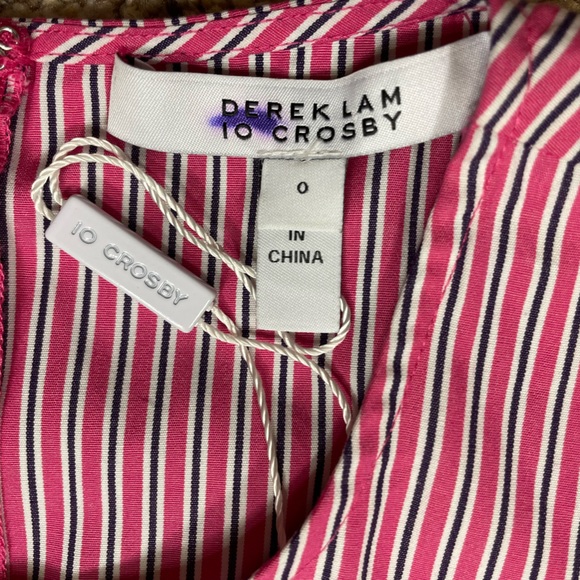 NWT Derek Lam 10 Crosby “Pandora” Striped Pleated Peplum Tie-Front Top - Picture 8 of 12